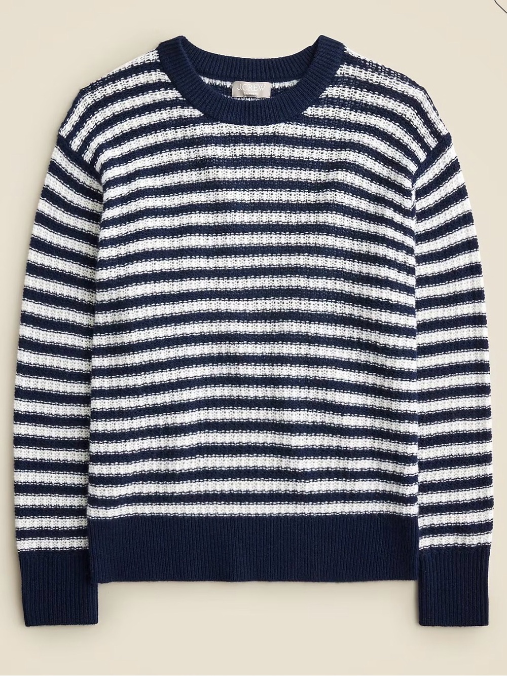 NWT J. Crew Cashmere Relaxed Crewneck Sweater in Stripe Size XS